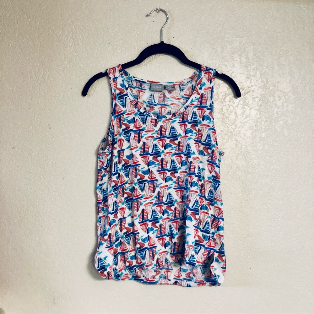 ⛵️Kenar Red, White, Blue Sailboat Tank (Small) ❤️🤍💙 Cute, Perfect for Summer!